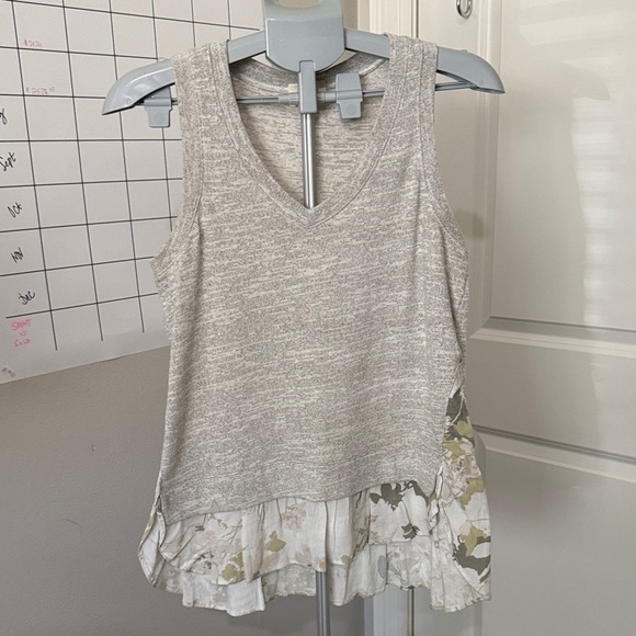 Anthropologie Deletta Dava Gray Floral Layered Tank Top M - Picture 1 of 8